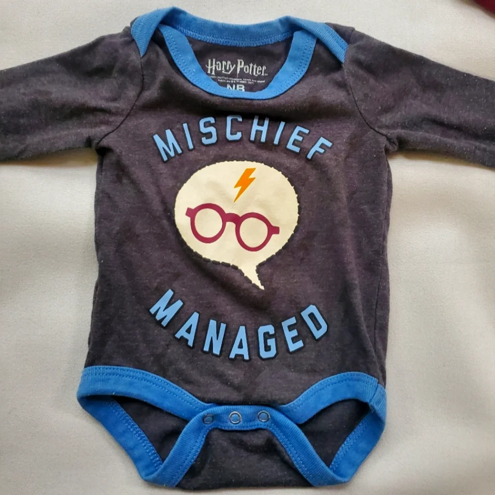 Harry Potter Graphic Themed Newborn Baby 3 One-Piece Bodysuit Bundle Set